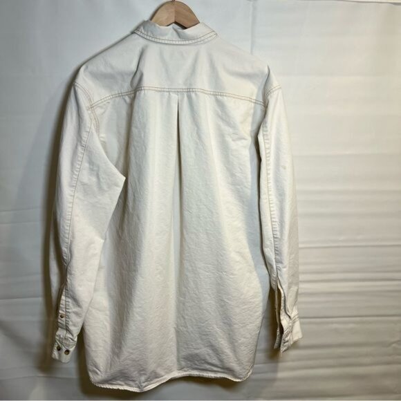 L.L. Bean Men’s Shirt Canvas Cotton Work Shirt Size XL Tall Off White Gorpcore - Picture 6 of 10